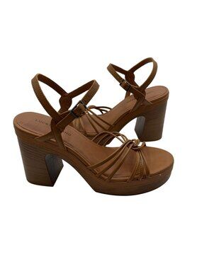 Lucky Brand Size 8.5 Womens Tan Stylist Strappy Platform Sandals Block Heel